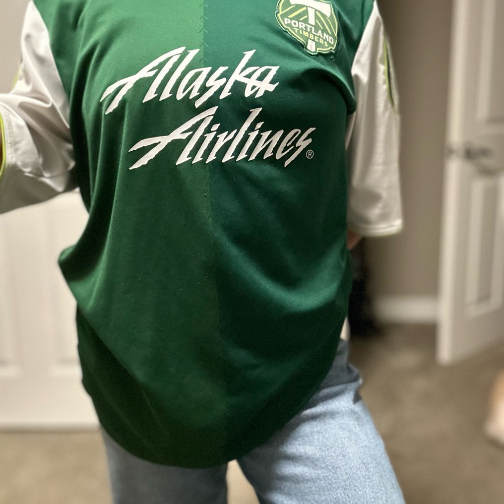 Green and White Portland Timbers Jersey